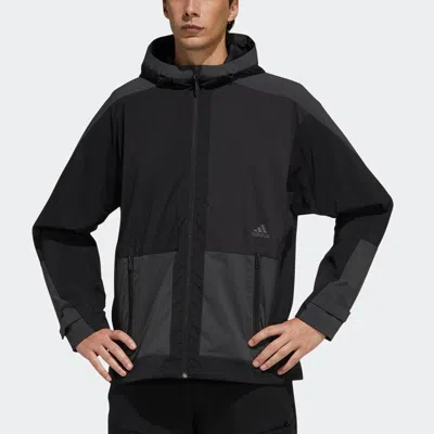 Adidas Originals Adidas Sports Training Woven Windproof Hooded Logo Jacket Black