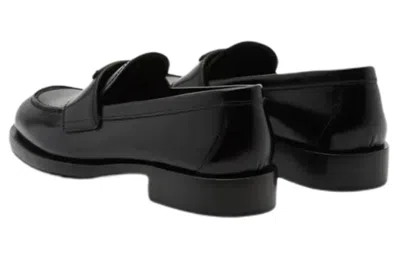 Prada Triangle-logo Leather Loafers In Black