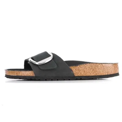 Birkenstock Statement Metallic Buckle Sandals In Black
