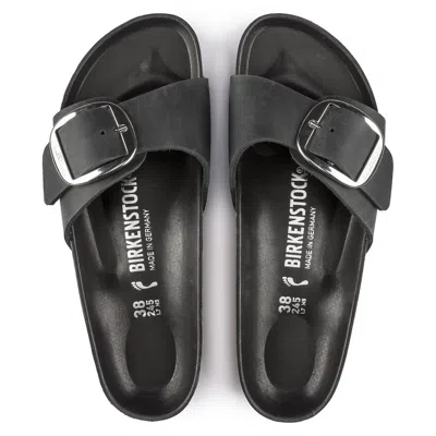 Birkenstock Statement Metallic Buckle Sandals In Black