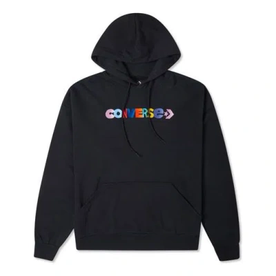 Converse (wmns)  Contrasting Colors Alphabet Embroidered Knit Hoodie Black