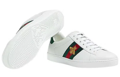 Gucci Ace Embroidered Leather Sneaker In White