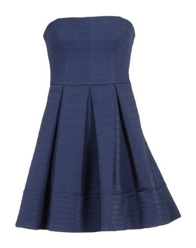 Halston Heritage Short Dress In Dark Blue