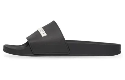Balenciaga Pool Low Sandals With Logo In Black