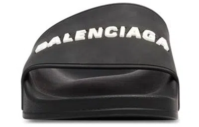 Balenciaga Pool Low Sandals With Logo In Black