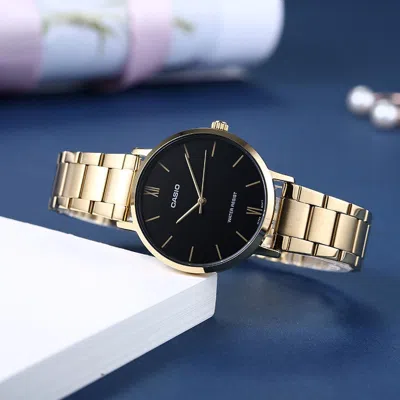 Casio Stainless Steel Strap Quartz Waterproof Black Dial Mens Black Analog