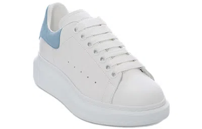 Alexander Mcqueen Oversize Sneakers In White And Light Blue Calf Leather In Multi