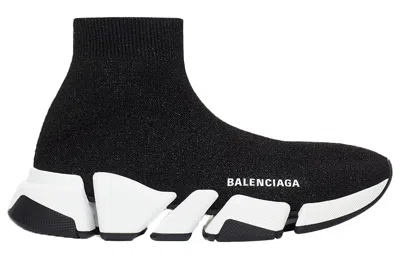 Balenciaga Black Stretch Fabric Speed 2.0 Sneakers In Multi