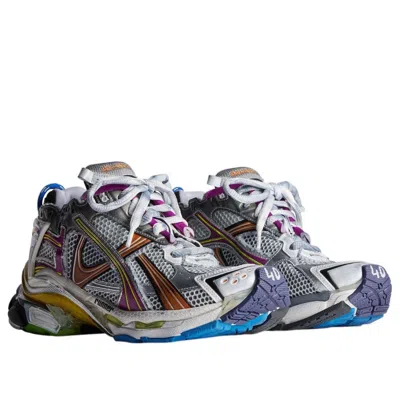 Balenciaga Men White Gradient Runner Sneakers In Neutral