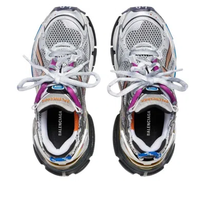 Balenciaga Men White Gradient Runner Sneakers In Neutral