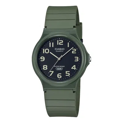 Casio Standard Series Waterproof Fashion Stylish Resin Strap 38.8*34.9*7.8mm Black Dial Watch Analog In Green