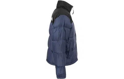 The North Face Padded High-collar Down Jacket With Detachable Hood In Blue