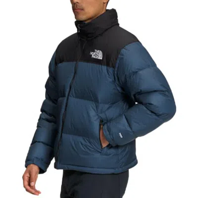 The North Face Padded High-collar Down Jacket With Detachable Hood In Blue