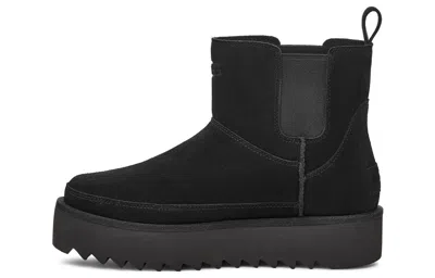 Ugg Chelsea Platform Mini "black Suede" Boots In Black