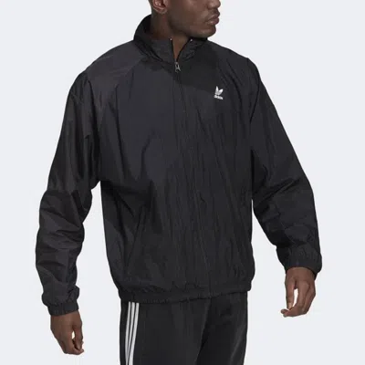 Adidas Originals Men's  Solid Color Printing Long Sleeves Stand Collar Sports Black Jacket