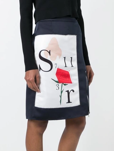 Shop Au Jour Le Jour Front Print Skirt In Blue