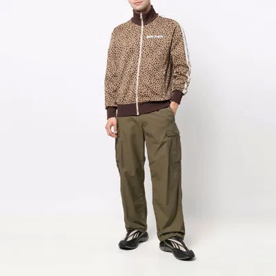 Palm Angels Leopard Tech Jersey Track Jacket In Brown