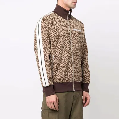 Palm Angels Leopard Tech Jersey Track Jacket In Brown