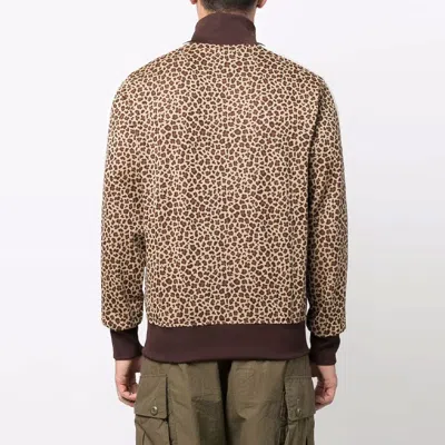 Palm Angels Leopard Tech Jersey Track Jacket In Brown