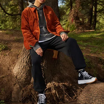 Converse Retro Solid Color Corduroy Jacket Red Brown
