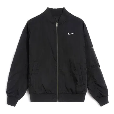 Nike Reversible Varsity Bomber Jacket In Black In Black