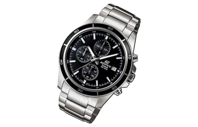 Casio Edifice Serieses Men's Black/silver Black Dialsilver Strap Mens Blacksilver Analog In Metallic