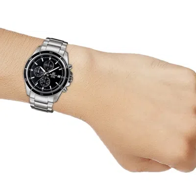 Casio Edifice Serieses Men's Black/silver Black Dialsilver Strap Mens Blacksilver Analog In Metallic