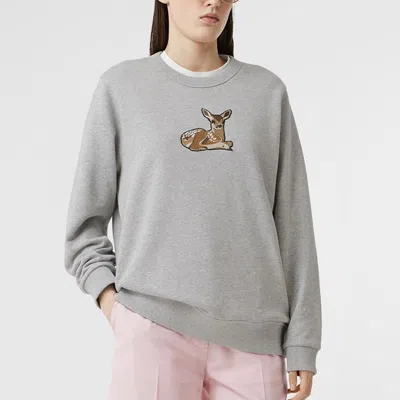 Burberry (wmns)  Deer Pattern Cotton Loose Swea Grey In Gray