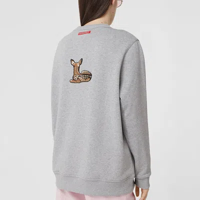 Burberry (wmns)  Deer Pattern Cotton Loose Swea Grey In Gray