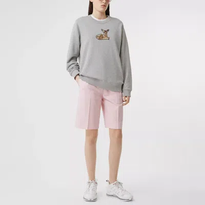 Burberry (wmns)  Deer Pattern Cotton Loose Swea Grey In Gray