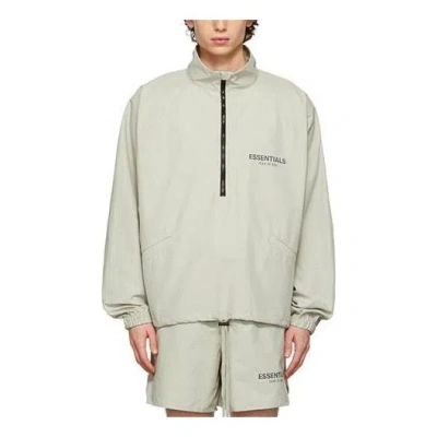 Essentials Fear Of God  Fw21 Half-zip Track Jacket Green/concrete In Gray