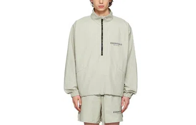 Essentials Fear Of God  Fw21 Half-zip Track Jacket Green/concrete In Gray