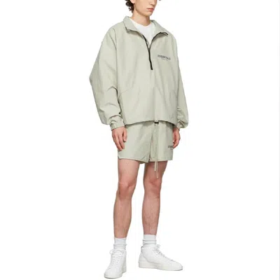 Essentials Fear Of God  Fw21 Half-zip Track Jacket Green/concrete In Gray
