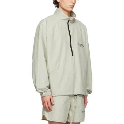 Essentials Fear Of God  Fw21 Half-zip Track Jacket Green/concrete In Gray