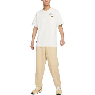 Nike Logo French Terry Pants In Yellow