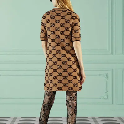 Gucci Gg Jacquard Crewneck Knit Dress In Multi