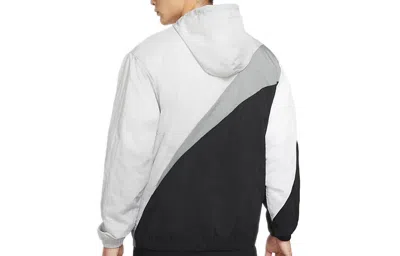 Air Jordan Jumpman Wave Asymmetric Logo Pattern Splicing Woven Jacket Black Gray In Multi