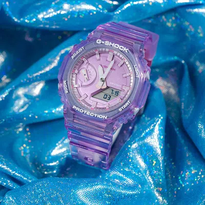 Casio G-shock Analog-digital 'translucent Purple' In Pink