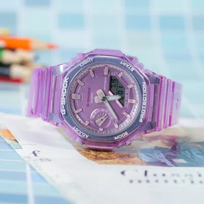 Casio G-shock Analog-digital 'translucent Purple' In Pink