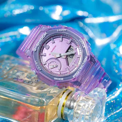 Casio G-shock Analog-digital 'translucent Purple' In Pink