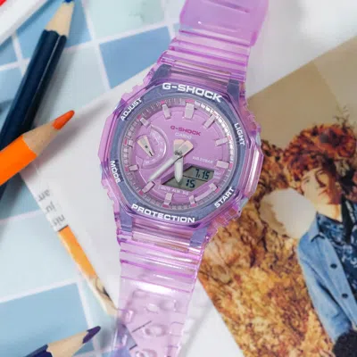Casio G-shock Analog-digital 'translucent Purple' In Pink