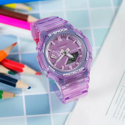Casio G-shock Analog-digital 'translucent Purple' In Pink