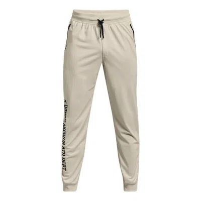 Under Armour Sportstyle Tricot Graphic Pants 'beige' In Neutral