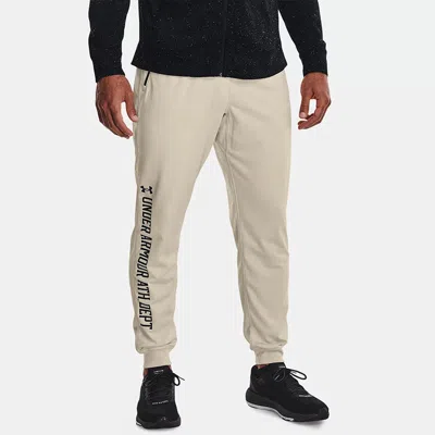 Under Armour Sportstyle Tricot Graphic Pants 'beige' In Neutral