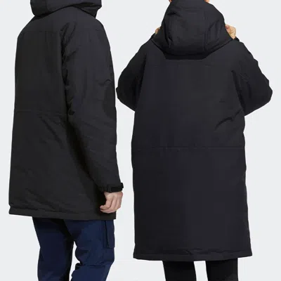 Adidas Originals Adidas Cb Mid Parka Logo Solid Color Mid-length Sports Hooded With Down Feather Jacket Black