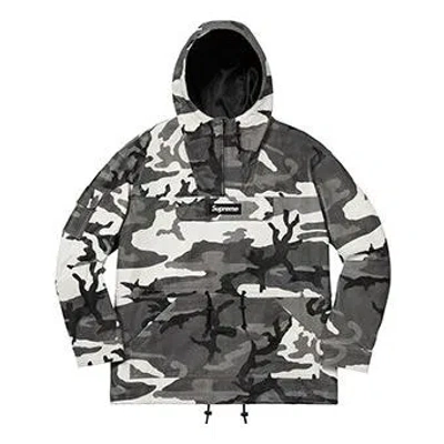 Supreme Fw18 Leather Anorak Snow Camo 'black White Grey'