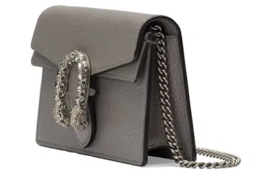 Gucci (wmns)  Dionysus Tiger Head Leather Chain Shoulder Messenger Bag Mini Gray Classic