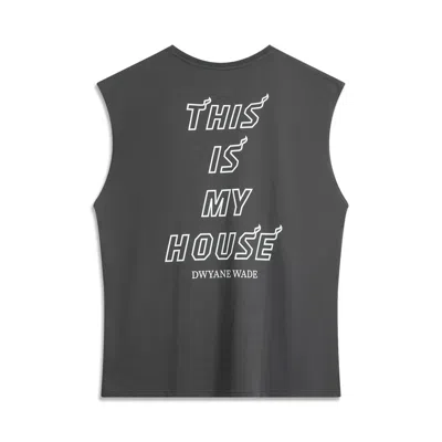 Li-ning X Adam Way Of Wade Graphic Oversized Tank 'dark Grey' In Gray