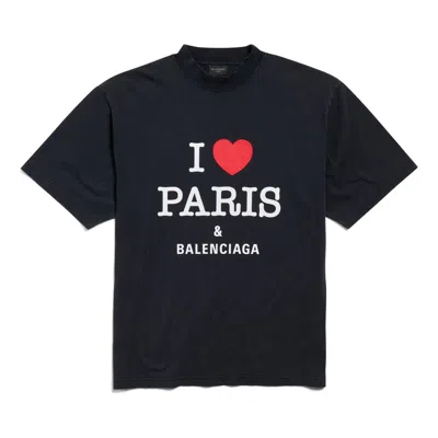 Balenciaga Heart-print T-shirt In Black