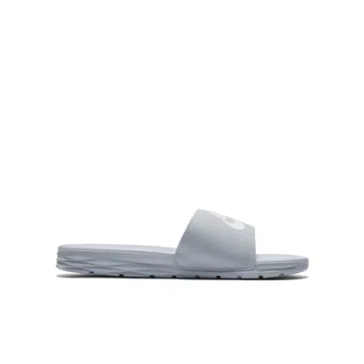 Nike Benassi Slides 'wolf Grey White' In Blue
